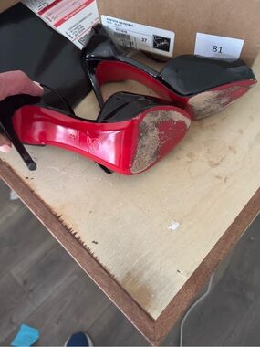Christian Louboutin Black Patent Platform Pumps with Red Soles